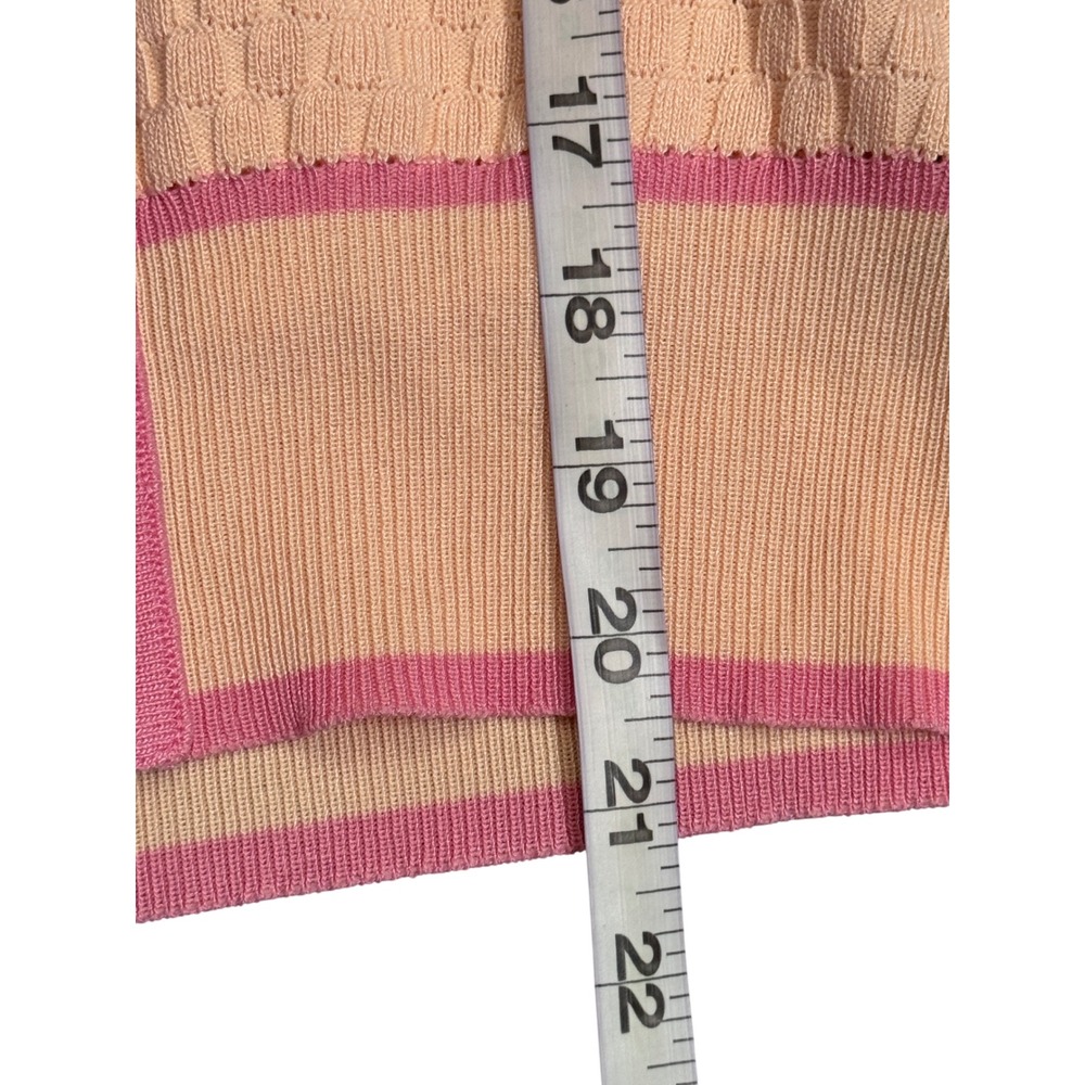 Nanette Lepore Peach Pink Knit Cardigan Short‎ Sleeve Preppy Work Office Chic S - Picture 9 of 10